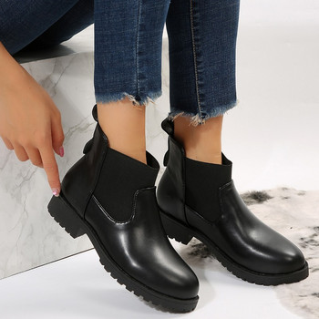 Плюс размер 2023 Дамски обувки Базови дамски ботуши Горещи разпродажби Боти до глезена Дамски еластични дамски обувки с кръгли пръсти с квадратен ток