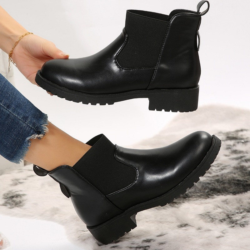 Suures suuruses 2023. aasta naistekingad Naiste põhisaapad, soodusmüük Naiste poolsaapad, venivad libisevad ümmarguse varba kandiga ruudukujulised naistejalatsid