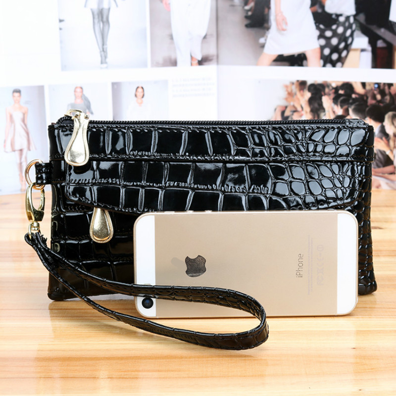 Portofele lungi pentru femei, din piele, pentru dama, cu fermoar dublu, poșetă, design roșu, portofele crocodil кошелек женский Carteras