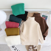 Pulover de iarnă cu gât tricotat pentru copii Pulovere moi tricotate Pulovere solide Pulovere moi de bază pentru fete Top pentru băiat multicolor GY09181