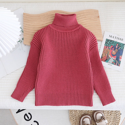 Pulover de iarnă cu gât tricotat pentru copii Pulovere moi tricotate Pulovere solide Pulovere moi de bază pentru fete Top pentru băiat multicolor GY09181