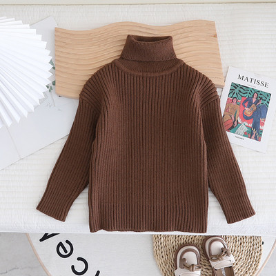 Pulover de iarnă cu gât tricotat pentru copii Pulovere moi tricotate Pulovere solide Pulovere moi de bază pentru fete Top pentru băiat multicolor GY09181