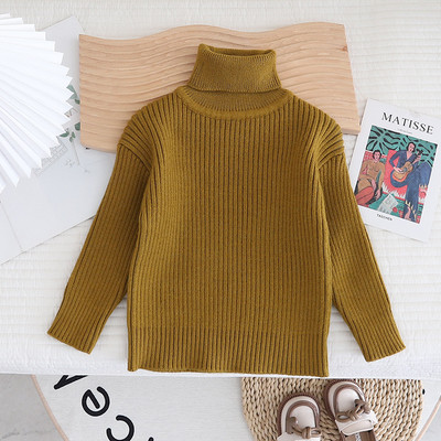 Pulover de iarnă cu gât tricotat pentru copii Pulovere moi tricotate Pulovere solide Pulovere moi de bază pentru fete Top pentru băiat multicolor GY09181