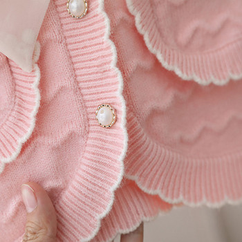Ανοιξιάτικη φθινοπωρινή ζακέτα για κορίτσια Πλεκτό σακάκι Κομψό βαμβακερό παλτό με λαιμόκοψη με πεταλούδα με ρίγες παιδικά βρεφικά ρούχα GY09071