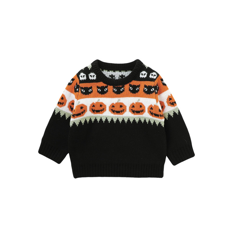 Citgeett Jesenné Halloweenske Batoľacie Chlapčenské Dievčenské Svetre s Tekvicovou Potlačou Mikina s Dlhým Rukávom Topy Pulóvre Jesenné Oblečenie