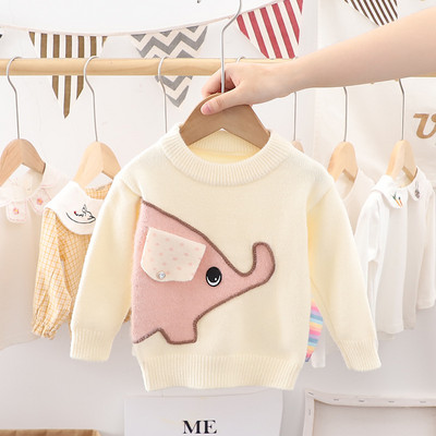 2023 Jesen Zima Dječji pulover Slatka slon djevojčica pulover Odjeća Pletena crtana odjeća dugih rukava Baršunasti dječji pulover GY06251