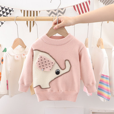 2023 Jesen Zima Dječji pulover Slatka slon djevojčica pulover Odjeća Pletena crtana odjeća dugih rukava Baršunasti dječji pulover GY06251