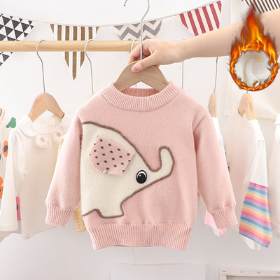 2023 Jesen Zima Dječji pulover Slatka slon djevojčica pulover Odjeća Pletena crtana odjeća dugih rukava Baršunasti dječji pulover GY06251