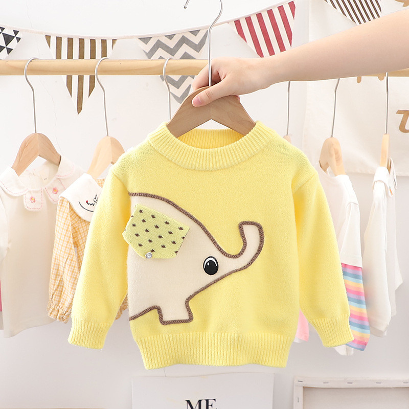 2023 Jesen Zima Dječji pulover Slatka slon djevojčica pulover Odjeća Pletena crtana odjeća dugih rukava Baršunasti dječji pulover GY06251