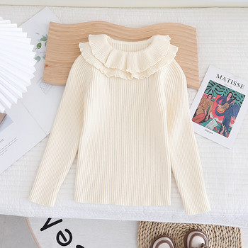 Fashion Layered Turn-down Collar Χειμερινά παιδικά πουλόβερ για κορίτσια Καθαρό χρώμα Πριγκίπισσα Ρούχα για κορίτσια πλεκτά πουλόβερ πουλόβερ GY10151