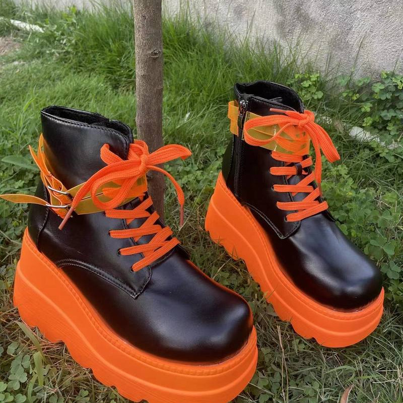 Ghete noi de damă cu toc înalt 2022, la modă, cu șireturi, cu toc înalt, pantofi gotici de petrecere pentru femei, mărime Plus 36-43