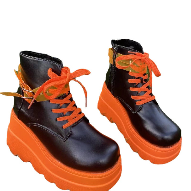 Ghete noi de damă cu toc înalt 2022, la modă, cu șireturi, cu toc înalt, pantofi gotici de petrecere pentru femei, mărime Plus 36-43