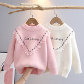 Pulover cu margini Harajuku Wave pentru copii, fete, pulovere, dulce, prințesă, tricot, top, iarnă, pufos, școală, jumper, haine GY10101