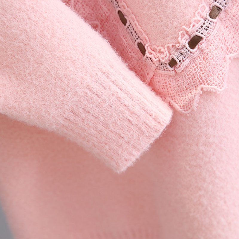 Pulover cu margini Harajuku Wave pentru copii, fete, pulovere, dulce, prințesă, tricot, top, iarnă, pufos, școală, jumper, haine GY10101