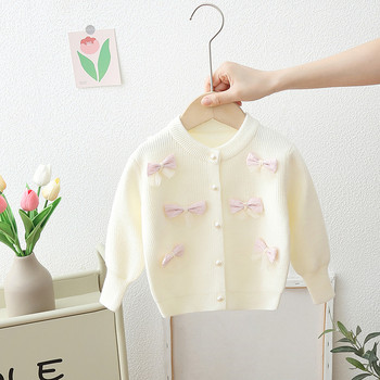 Fashion Baby Girl Ανοιξιάτικα Ρούχα Παπιγιόν για κορίτσι Πλεκτό πουλόβερ Απαλό Φθινοπωρινό παιδικό Παιδικό Βρεφικό Παλτό GY06231