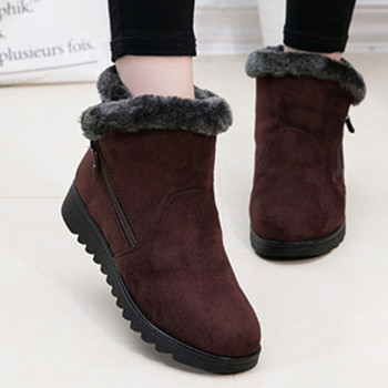 Зимни топли дамски ботуши за сняг Ежедневни обувки на платформа Големи размери Дамски ботуши с цип Женска кожа Водоустойчиви обувки до глезена Botas Mujer