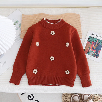 2023 Appliques Kötött pulóver Alkalmi, nyakú, hosszú ujjú, édes pulóverek diáklányok, téli utcai pulóverek GY10251