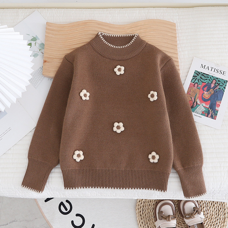 2023 Appliques Kötött pulóver Alkalmi, nyakú, hosszú ujjú, édes pulóverek diáklányok, téli utcai pulóverek GY10251