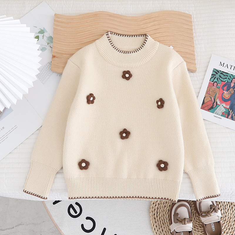 2023 Appliques Kötött pulóver Alkalmi, nyakú, hosszú ujjú, édes pulóverek diáklányok, téli utcai pulóverek GY10251