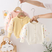 Gyerek Lány Kardigán Pulóverek Tavaszi Ősz Baba Lány Tüll Ujjú Pamut Pulóver Kabát Gyermek Kötött Ruhák Felsők GY06091