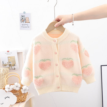 Πλεκτά πουλόβερ με χαριτωμένα ροδακινί σχέδια για κοριτσάκι Γλυκό πλεκτό παλτό πριγκίπισσας Άνοιξη φθινόπωρο Παιδικά Πουλόβερ Kawaii Κορίτσι GY07021
