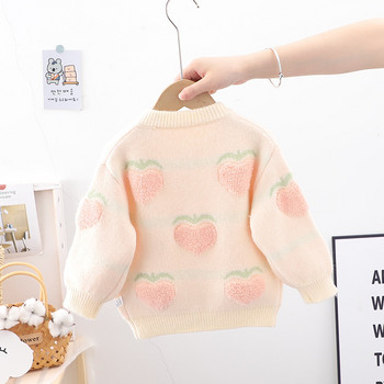 Πλεκτά πουλόβερ με χαριτωμένα ροδακινί σχέδια για κοριτσάκι Γλυκό πλεκτό παλτό πριγκίπισσας Άνοιξη φθινόπωρο Παιδικά Πουλόβερ Kawaii Κορίτσι GY07021