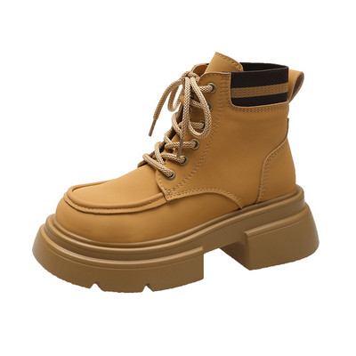 Pantofi pentru femei Reducere 2023 Nou Toamnă Iarnă Cizme de damă cu vârf rotund Cizme de drumeție galbene anti-alunecare cu talpă groasă Zapatos Chunky Mujer