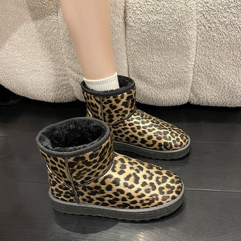 Дамски обувки 2023 г. Висококачествени дамски ботуши с приплъзване Модни ежедневни ботуши с леопардов принт Дамски ботуши с кръгли пръсти с горещи разпродажби