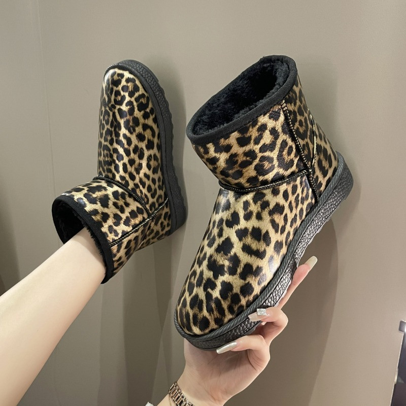 Γυναικεία παπούτσια 2023 Υψηλής ποιότητας slip-on γυναικείες μπότες Fashion Leopard Print Daily Boots Γυναικείες καυτές εκπτώσεις Μποτάκια με στρογγυλά μύτη