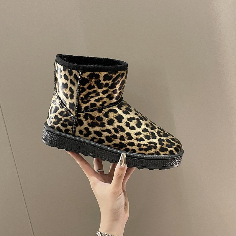 Γυναικεία παπούτσια 2023 Υψηλής ποιότητας slip-on γυναικείες μπότες Fashion Leopard Print Daily Boots Γυναικείες καυτές εκπτώσεις Μποτάκια με στρογγυλά μύτη