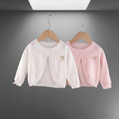 Légáteresztő laza vékony kötött kabát felsőruházat kislányoknak tavaszi nyár fényvédő kisgyermek ruházat pulóver dzseki GY07051