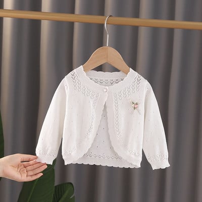 Légáteresztő laza vékony kötött kabát felsőruházat kislányoknak tavaszi nyár fényvédő kisgyermek ruházat pulóver dzseki GY07051