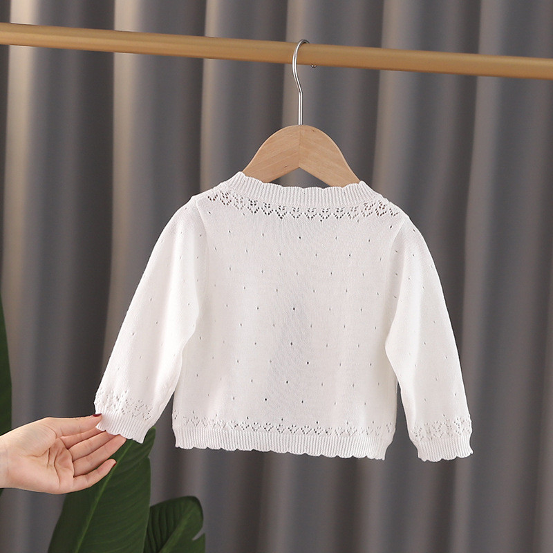 Légáteresztő laza vékony kötött kabát felsőruházat kislányoknak tavaszi nyár fényvédő kisgyermek ruházat pulóver dzseki GY07051