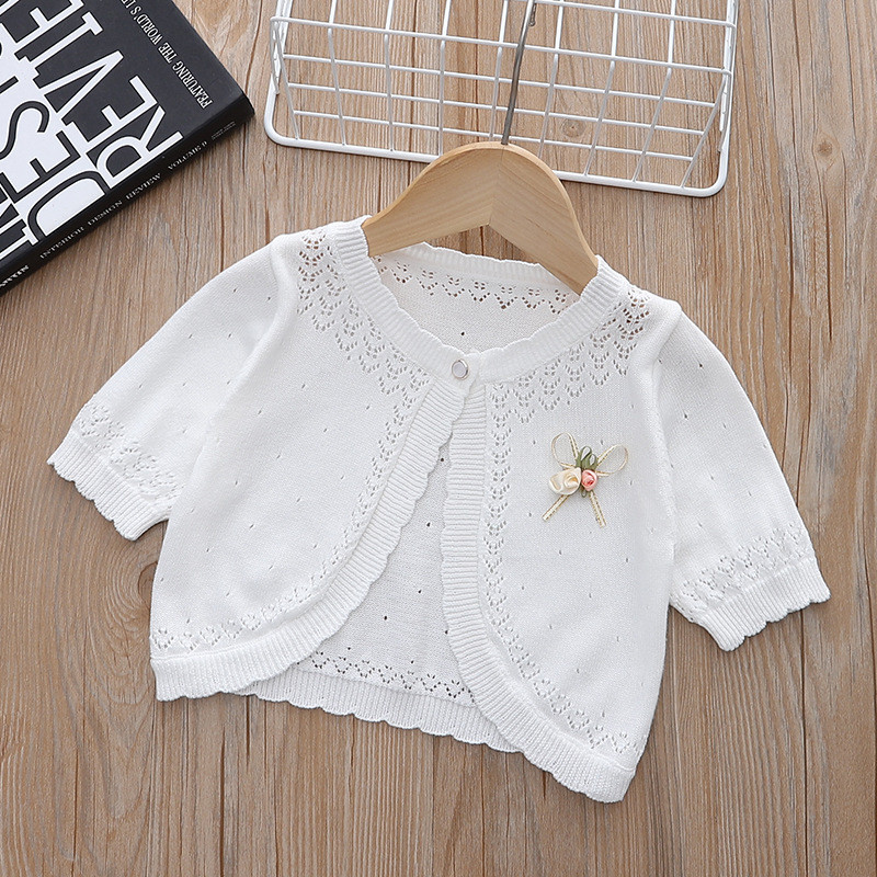 Légáteresztő laza vékony kötött kabát felsőruházat kislányoknak tavaszi nyár fényvédő kisgyermek ruházat pulóver dzseki GY07051