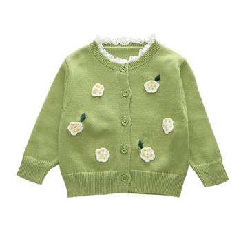 Πλεκτά πουλόβερ για κορίτσια φλοράλ φθινόπωρο 2023 Νέες παιδικές ζακέτες πλεκτά βαμβακερά ρούχα Παιδικά ρούχα για μωρά Μπουφάν πουλόβερ GY07041