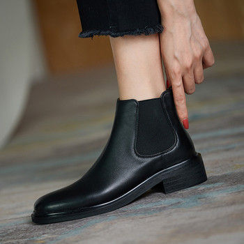 2023 Chelsea Boots Дамски модни къси ботуши от PU кожа Дизайнерски дамски есенни зимни обувки Ежедневни ботуши до глезена Ботуши на нисък ток