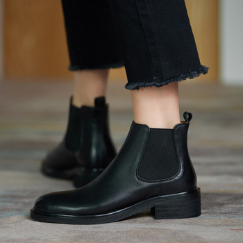2023 Chelsea Boots Дамски модни къси ботуши от PU кожа Дизайнерски дамски есенни зимни обувки Ежедневни ботуши до глезена Ботуши на нисък ток