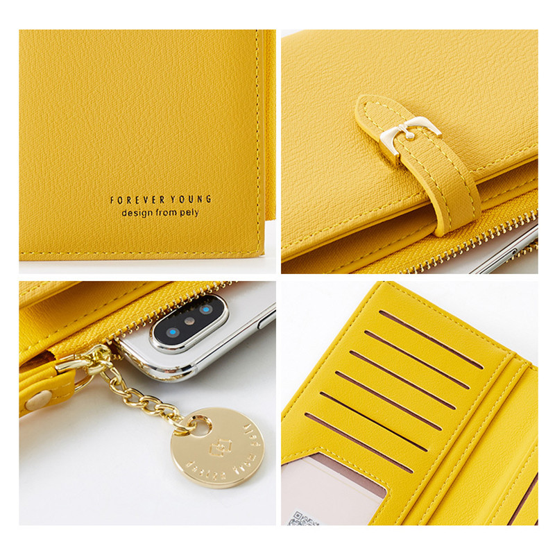 Uued naiste PU-nahast rahakotid Naistele pikad rahakotid Suure mahutavusega rahakott telefonitasku multifunktsionaalne siduriga mündikaardihoidja