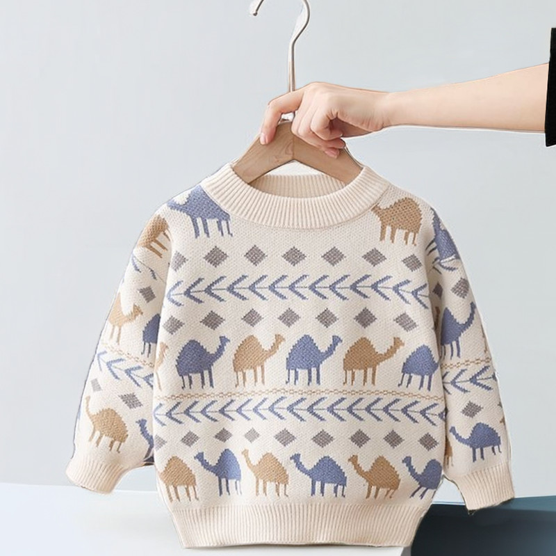 Lasteriided Kampsunid Baby Boys Cartoon Camel Printing O-kaelusega kampsun Talvine Uus Laste vabaaja kampsun Beebi soe top