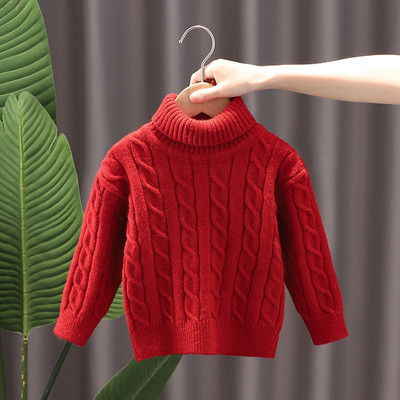 Băieți Fete Pulover cu guler tricotat Toamna Iarnă Culoare uni Pulover tricotat cald Pulover Copii Tricoturi cu fundul pentru bebeluși