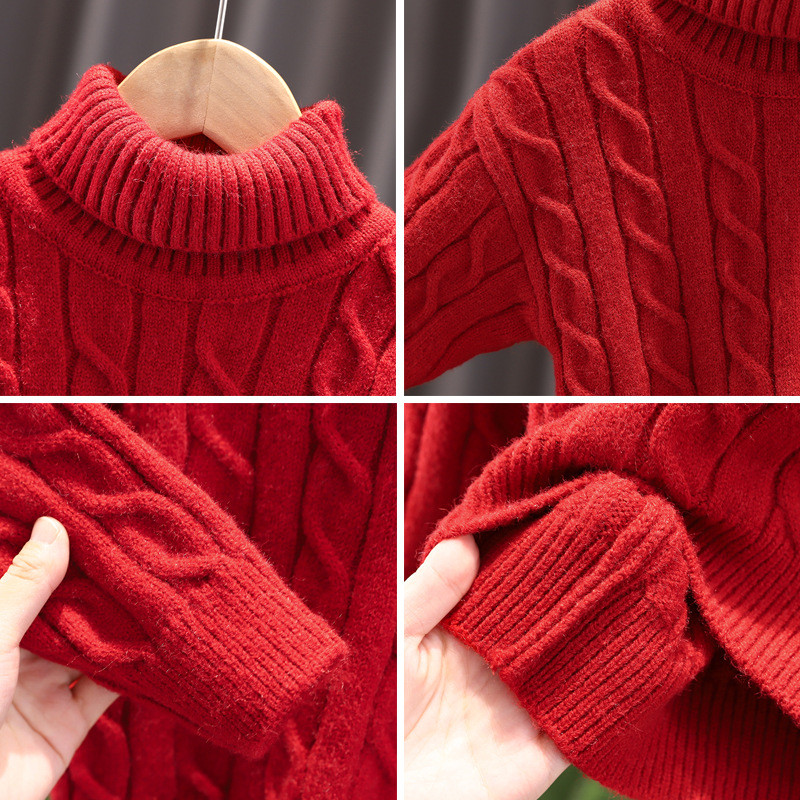 Băieți Fete Pulover cu guler tricotat Toamna Iarnă Culoare uni Pulover tricotat cald Pulover Copii Tricoturi cu fundul pentru bebeluși