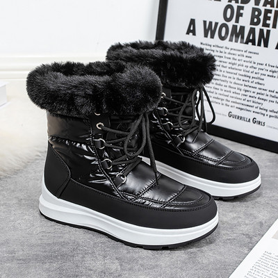 Nove zimske 2023. Ženske tople čizme za snijeg Vodootporne na vezanje od debljeg pliša Zimske Botas Mujer Tople gležnjače s platformom