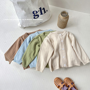 Βρεφικές πλεκτές ζακέτες ανοιξιάτικες φθινοπωρινές μακρύ μανίκι μονόχρωμο για αγόρια πουλόβερ για κορίτσια Μαλακό αναπνεύσιμο παιδικό πλεκτό