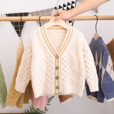 Baby Kids Kootud kampsun Tüdrukutele Poistele Kevad Sügis V kaelus Üherealine jakk Kardigan Laste Mantel Ülerõivad