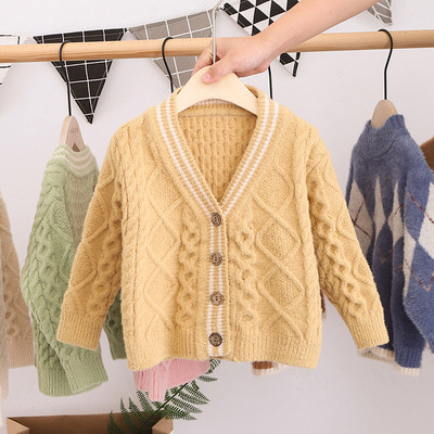 Baby Kids Kootud kampsun Tüdrukutele Poistele Kevad Sügis V kaelus Üherealine jakk Kardigan Laste Mantel Ülerõivad