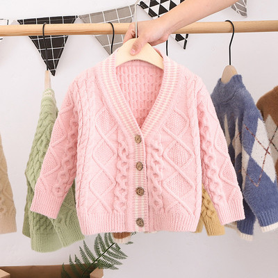 Baby Kids Kootud kampsun Tüdrukutele Poistele Kevad Sügis V kaelus Üherealine jakk Kardigan Laste Mantel Ülerõivad