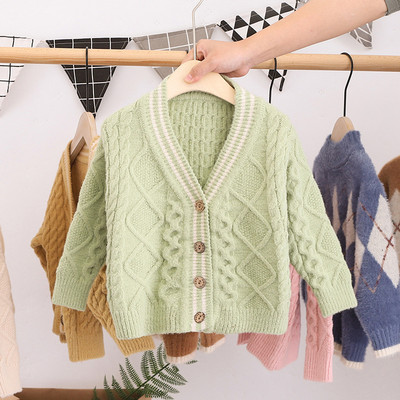 Baby Kids Kootud kampsun Tüdrukutele Poistele Kevad Sügis V kaelus Üherealine jakk Kardigan Laste Mantel Ülerõivad