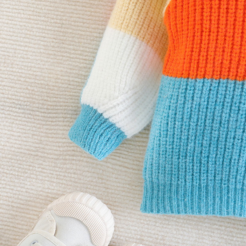 2023-06-21 Lioraitiin 0-4-aastane Beebi, Tüdrukute Kootud Kampsun Vabaaja Soe Kontrastvärv Pikkade Varrukatega Pullover Sügiskudumid