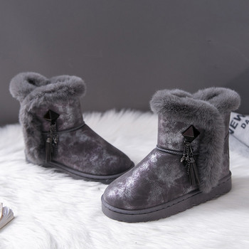 Comemore Snow Boots Women\'s Plus Furry 2022 Winter New Platform Boot Rece Up Student Сладки дамски ботуши до глезена Черно-розова обувка 41