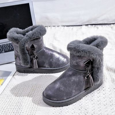 Cizme de zăpadă Comemore Plus Furry 2022 Iarna Nouă Cizme cu platformă cu șireturi Studenți Botine femei drăguțe Negru Roz Pantof 41